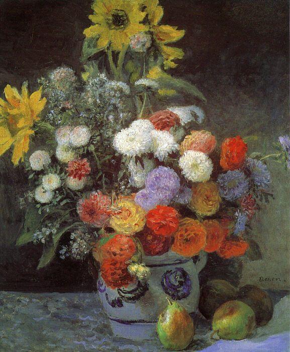 Pierre Renoir Mixed Flowers in an Earthenware Pot